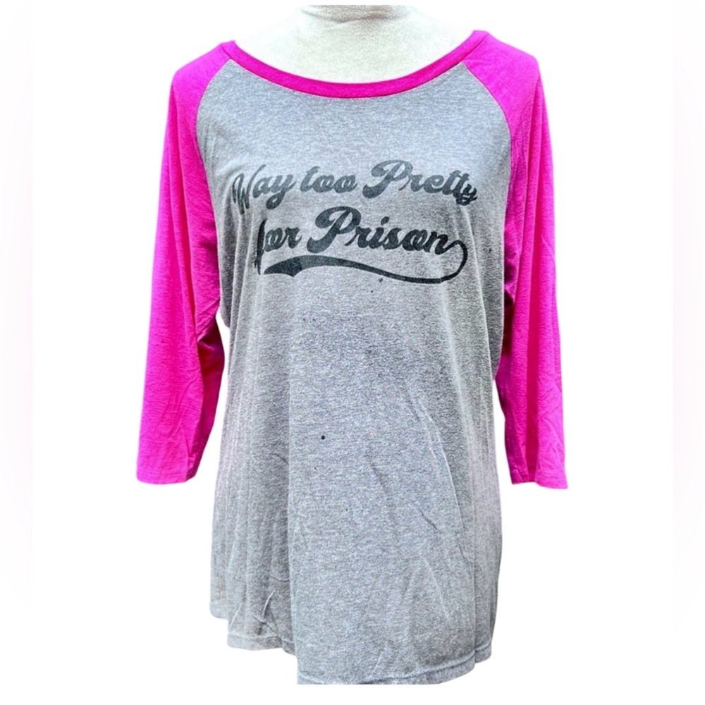 GUC Way Too Pretty for Prison baseball shirt. XL. 317W